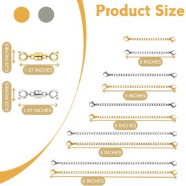 Cayton Necklace Extender,20 PCS Necklace Making Sets Gold Sliver Chain Extenders for Necklaces Chain Extension for Jewelry Repair Kit