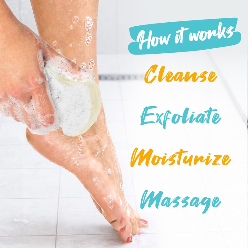 Spongeables Pedi Scrub Foot Exfoliating 20+ Wash Sponge, Argan Oil,