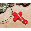 Kintsugi 1-1/8" Cross Red Howlite, Broken, Mended with 23k Gold,