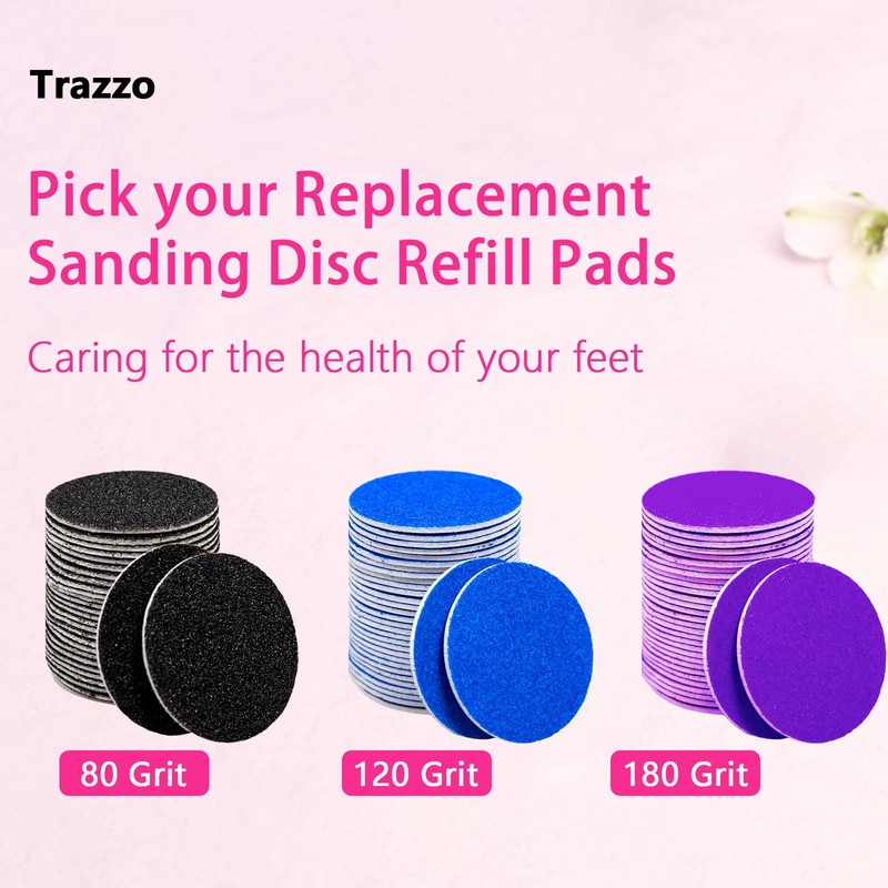 Trazzo Color-Coded Replacement Sanding Discs for Electric Foot File –