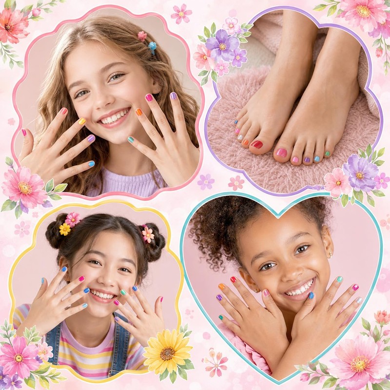 Kids Nail Polish Set, 18 Colors Non Toxic Water Based