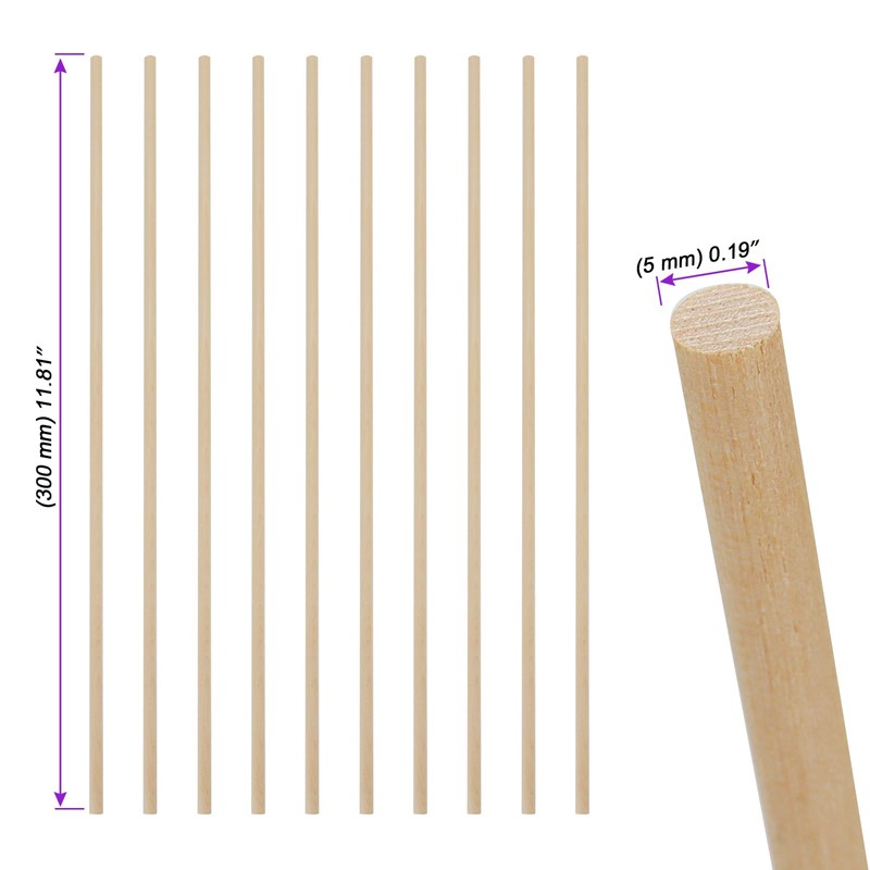 JOIKIT 100 Pcs 30cm / 12 Inch Dowel Rods, 5mm