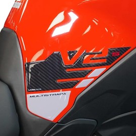 labelbike - 3D Sticker Motorcycle Tank Protection and Decoration Resin Side Compatible with Ducati Multistrada V2 V2S 2025 Colour Carbon Red