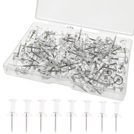 Smukdoo Push Pin,100 PCS Plastic Thumb Tacks Clear Push Pins Drawing Pins Map Pin for Pinboard,Bulletin Board (Transparent)