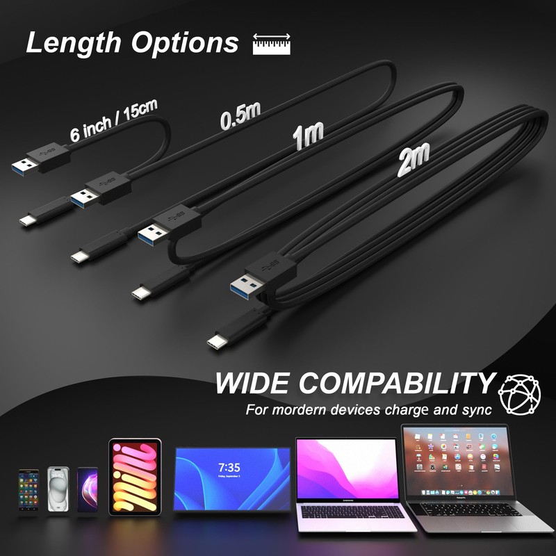 Cablelera USB3.2 Gen2x1 A to C Cable, USB C Cable,