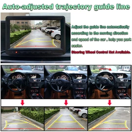 Car Backup Camera with Dynamic Trajectory Guide Line, GreenYi HD 960x720 Reverse Rear/Front/Side View Cam, Adjustable Fisheye Lens, Waterproof Night Vision 170 Degree Wide View(Black)