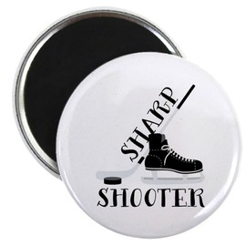 CafePress Hockey Stick Skate Puck Sharp Shooter Magnets 2.25" Round Magnet, Refrigerator Magnet