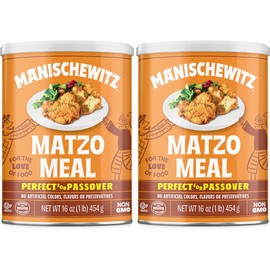 Manischewitz Matzo Meal, 16 oz Resealable Canister, (2 Pack - Total 2lbs) Kosher for Passover