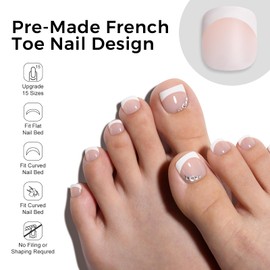 TOMICCA 150 Pieces Toenails for Sticking Kit, 3-in-1 Pink Matt Artificial Toenails French Full Cover False Toenails Set, for Women Nail Art DIY, 15 Sizes Short