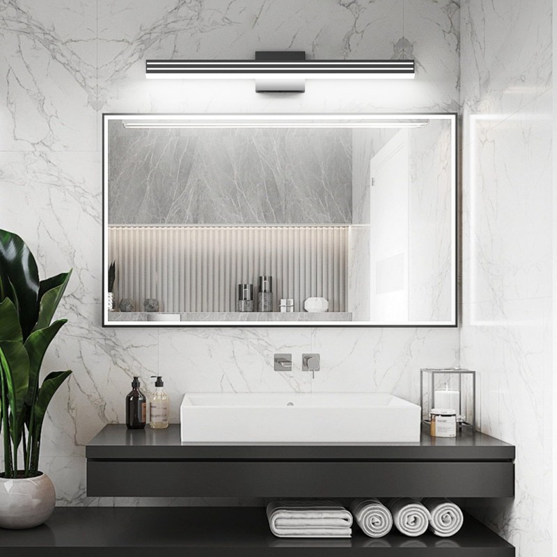 Ralbay Modern Black Bathroom Light Fixtures 5 Color Temperature Dimmable