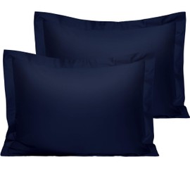 NTBAY Cotton Standard Pillow Shams - 500 Thread Count Egyptian Cotton 20x26 Sham Covers, 2 Pack Super Soft and Breathable 20x26 Inches Oxford Pillowcases, Navy Blue