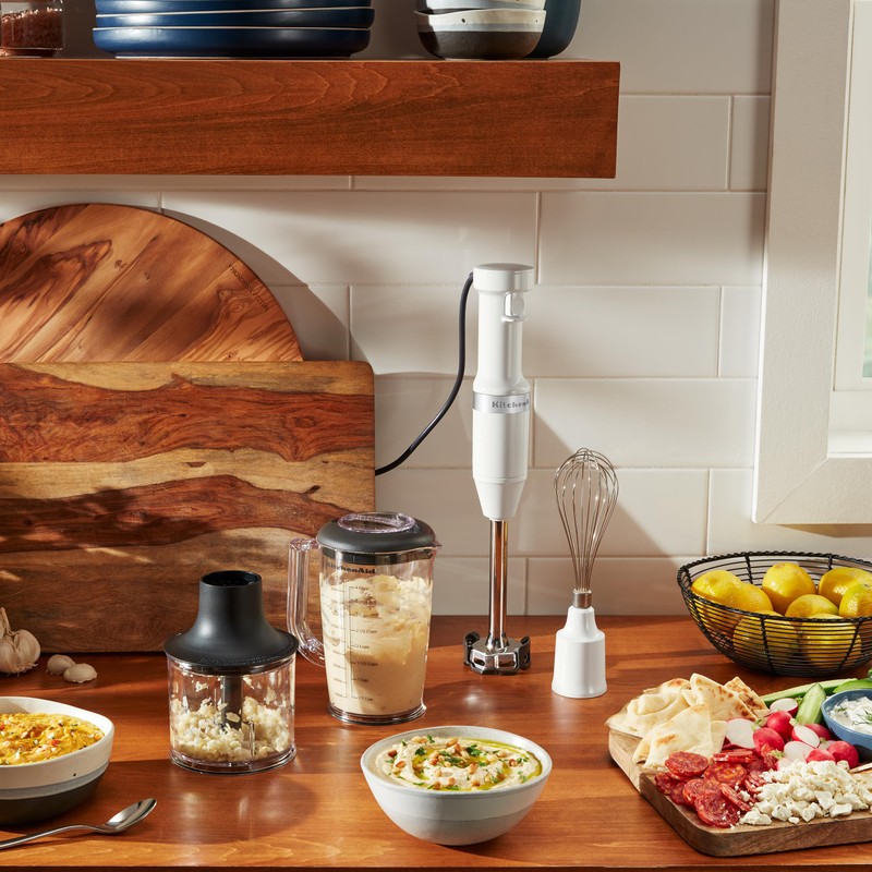 KitchenAid Variable Speed Corded Hand Blender with Accessories, White, KHBV83WH