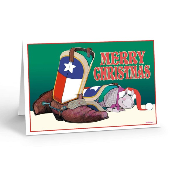 Texas Armidillo Christmas Card - 18 Texas Christmas Cards & Envelopes (Standard)