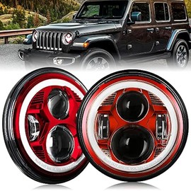 UNI-SHINE 2pcs Projector 7 Inch LED Headlights Hi/Lo Beam DOT Approved 7’’ Round Headlight H6024 LED Headlight Compatible with Jeep Wrangler JK CJ TJ Compatible with Miata Compatible with Chevy S2