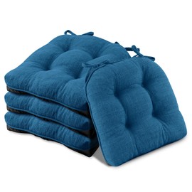 Basic Beyond Chair Cushions for Dining Chairs 4 Pack, Chair Cushion with Ties and Non Slip Backing, 15.5 x 15.5 inches Tufted Chair Pads for Dining Chairs(Turquoise)