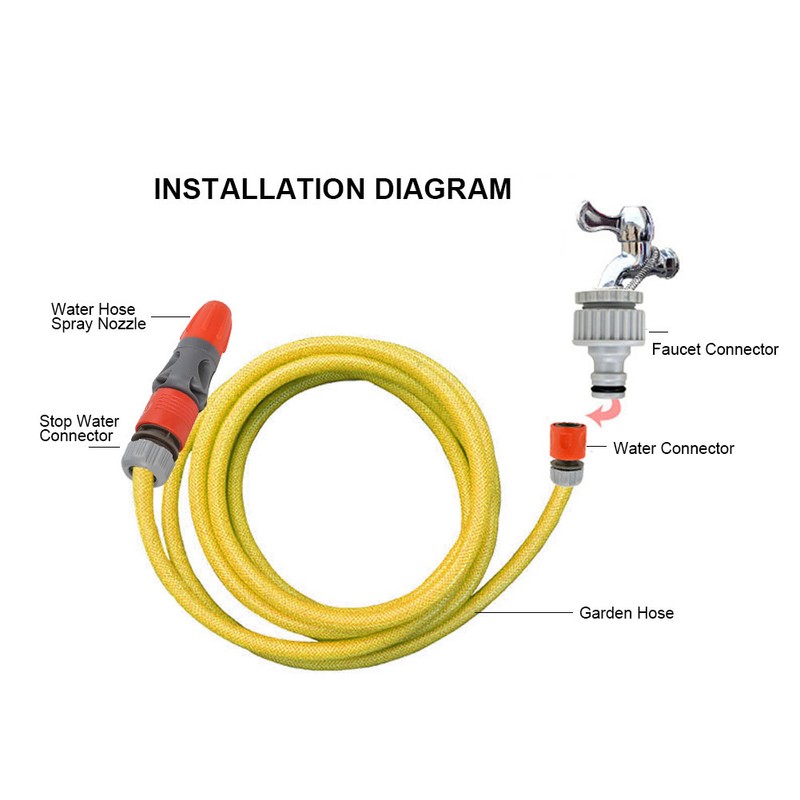 Garden Water Hose Nozzle Sprayer Connector Kit Household Car Washing