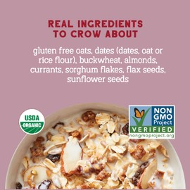 Seven Sundays Organic Muesli Cereal, Farmers Market Almond Date Currant, 12 Oz Bag, Gluten Free, 0g Added Sugar, Enjoy Warm, Cool or as Overnight Oats