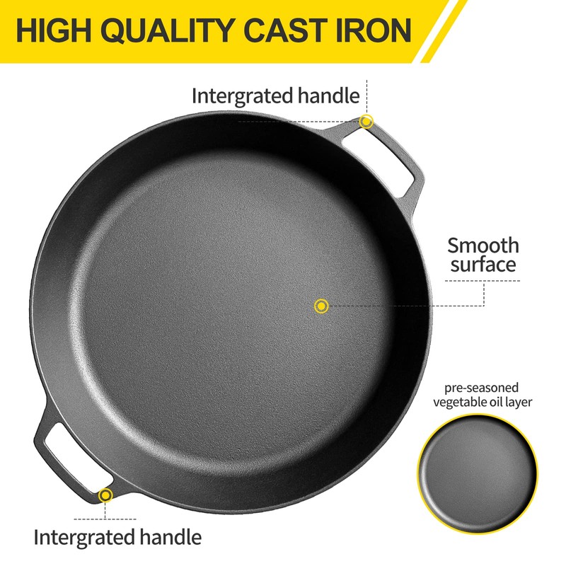 EDGING CASTING Pre-Seasoned Large Cast Iron Skillet 17 Inch, Dual