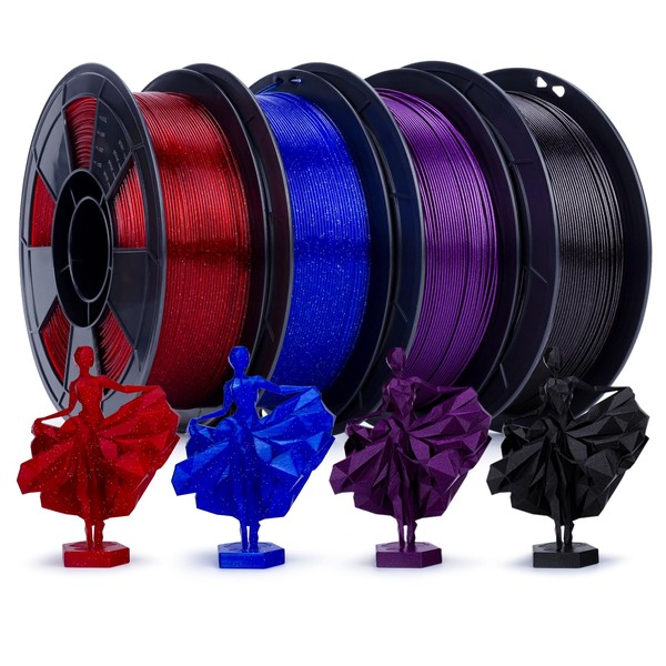 ZIRO 4 Packs Glitter 3D Printer Filament, Twinkle and Diamond