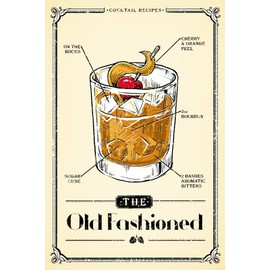 Prohibition - Cocktail Recipe - Old Fashioned (16x24 Giclee Gallery Print, Wall Decor Travel Poster)