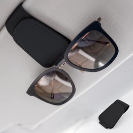 Soporte para Gafas de Sol para Coche, Cuero Soporte para Gafas de Sol, Coche, Ticket Tarjetas, Clip Gafas, Soporte para Parasoles de Coche, Negro