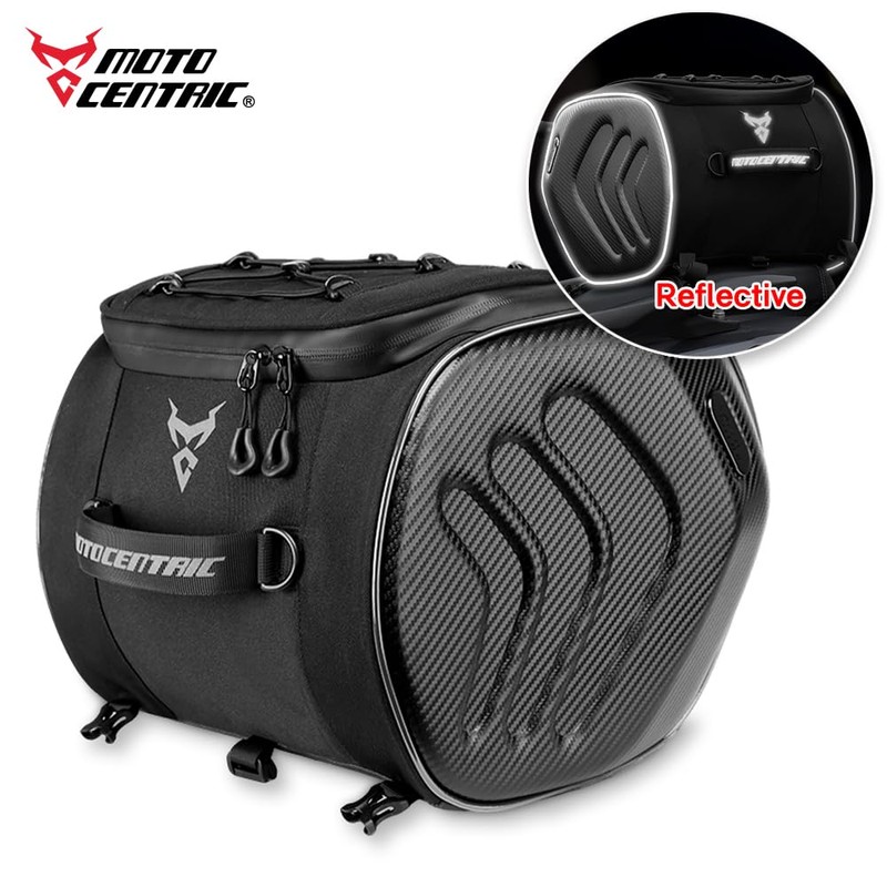 MOTOCENTRIC Motorcycle Front Spand Rear Seat Bag,22L Waterproof Reflective Motorbike