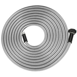 Yanwoo 304 Stainless Steel 15 Feet Garden Hose with Female to Male Connector, Water Hose, Metal Hose, Outdoor Hose (15ft)