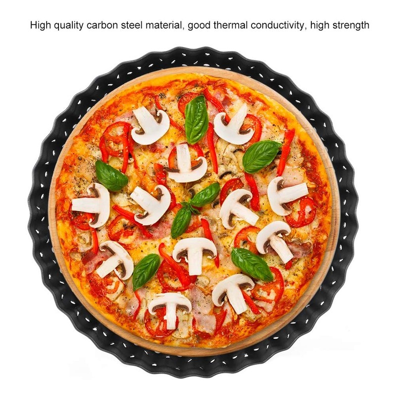 QANYEGN Carbon Steel Pizza Mold Tray, Round Pizza Tray for