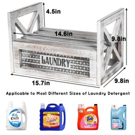 Laundry Detergent Organizer with Drip Tray Catcher - Wooden Laundry Soap and Liquid Laundry Detergent Dispenser Holder - Farmhouse Laundry Room Accessories - Rustic Laundry Room Organizers and Storage