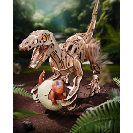ROKR Walking Dinosaur Toys 3D Wooden Puzzles for Adults, Mechanical Wood Model Kits, Stem Building Project DIY Crafts Kits, Educational Toys Dino Collection Birthday Gifts for Adults & Teens 14+​