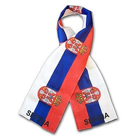 "Flags & Signs" Serbia Country Lightweight Flag Printed Knitted Style Scarf 8"x60" a-1-2617