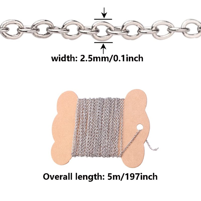Flat Cable Link Chain Necklace Stainless Steel Twisted Chains Silver