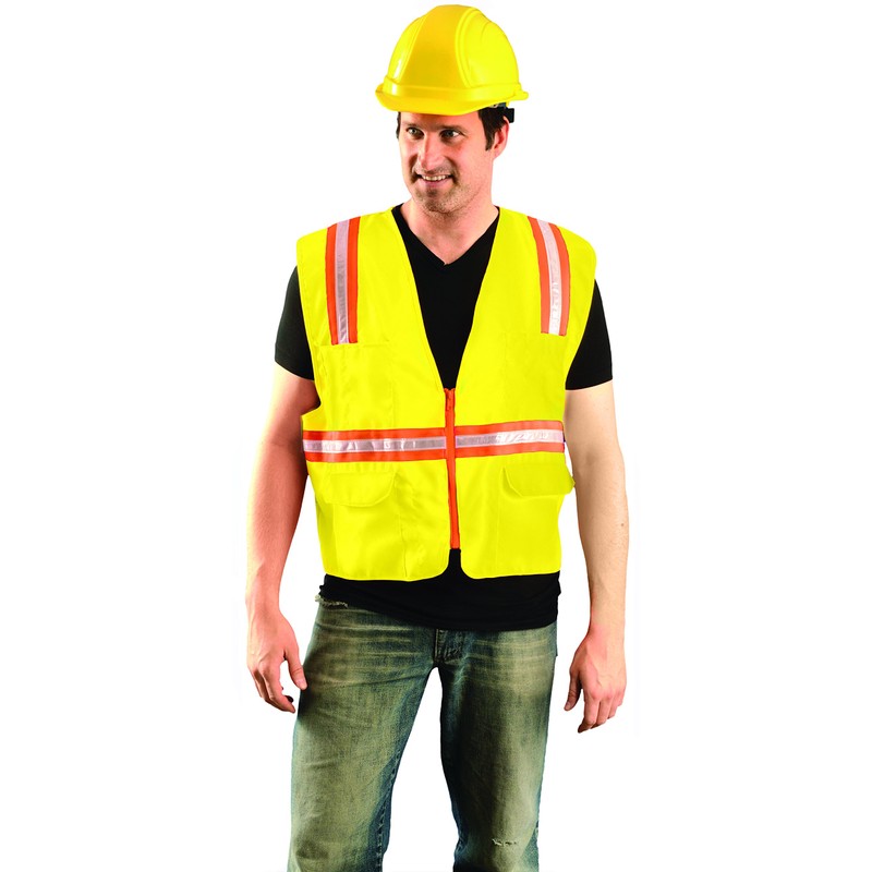 OccuNomix LUX-XTRNSM-Y5X Classic Solid Front Mesh Back Two-Tone Surveyor Vest,