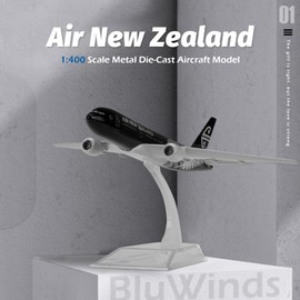 BluWinds 1/400 New Zealand777 Black Airplane Model Diecast Airplanes Model Aircraft Metal Alloy Model For Collection and Display
