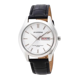 [クレファー] 腕時計 アナログ メンズ 電池式 アバンティーノ シルバー AV-AM399-SVS ブラック