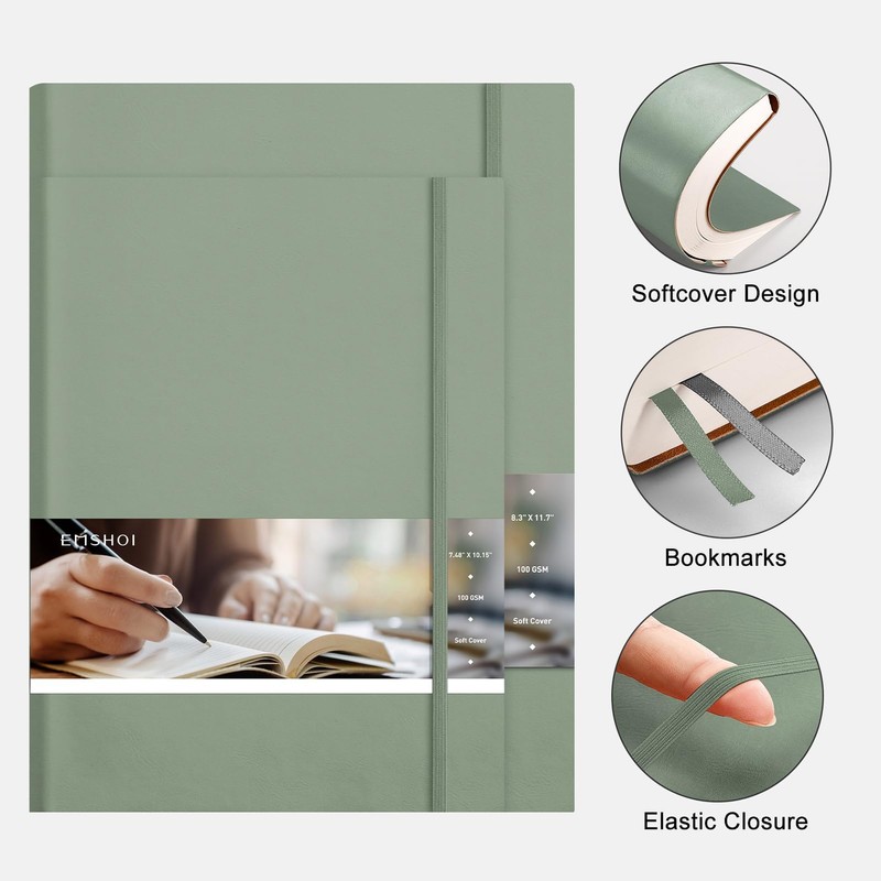 EMSHOI 400 Pages Notebook B5 - Large Lined Journal 100GSM