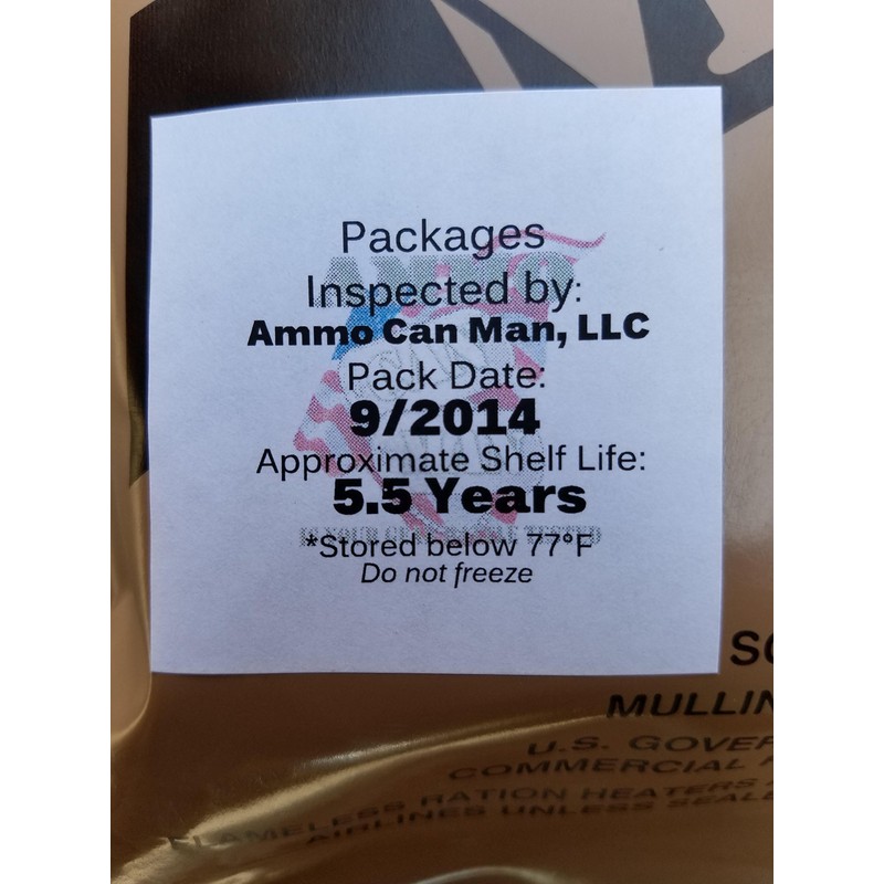 Genuine Military MRE Meal with Inspection Date September 2017 or