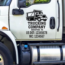 Custom Truck Door Vinyl Decal, Commercial Vehicle Lettering with DOT MC Numbers Set of 2, Multiple Colors Available Lettering Fully Customizable Sticker for Trucking #4