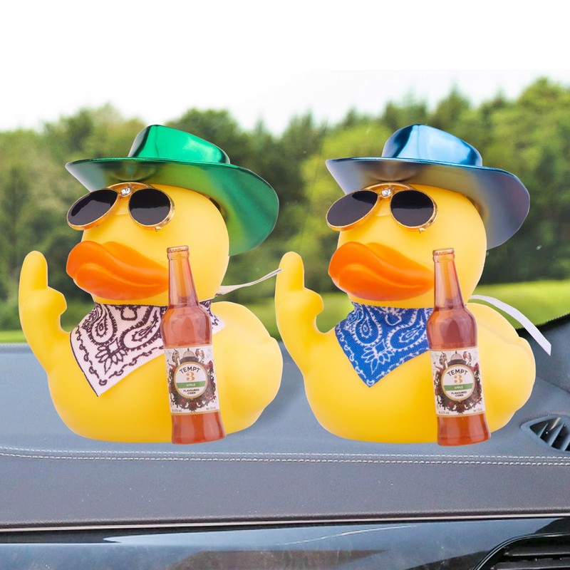 CoFuBcad Finger Rubber Duck Car Dashboard Decorations Duck Car Ornaments