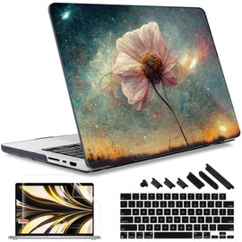 May Chen Case for M4 MacBook Pro 14 inch Case A3112 A3401 Max A3185, M3 A2918 A2992, M2 A2779 M1 A2442, 2024 2023 2022 2021 Release, Plastic Hard Shell Case with Keyboard Coer, Flower Stars