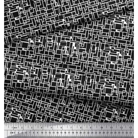 Soimoi Black Cotton Jersey Fabric Geometric Shirting Print Fabric BTY 58 Inch Wide
