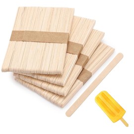 Natural Wooden Craft Sticks,Ice Cream Sticks,CAASFOOY 200PCS Wax Sticks,Paddle Popsicle Stirrer Ice Cream Sticks for DIY Craft Creative Designs, 150x10x2mm