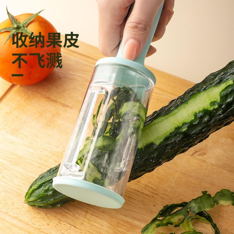 Multi-functional Kitchen Peeler with Storage, Pink, Anti-splash Design for Fruits,