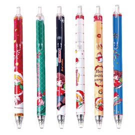MOZXIRZ 6 Pcs Cute Christmas Retractable Pens Cartoon Christmas Pen 0.5mm Black Ink Pen Writing Pens Gel Ink Pens Aesthetic Pens Office School Supplies for Girls Boys Women Men (6Pcs Christmas)