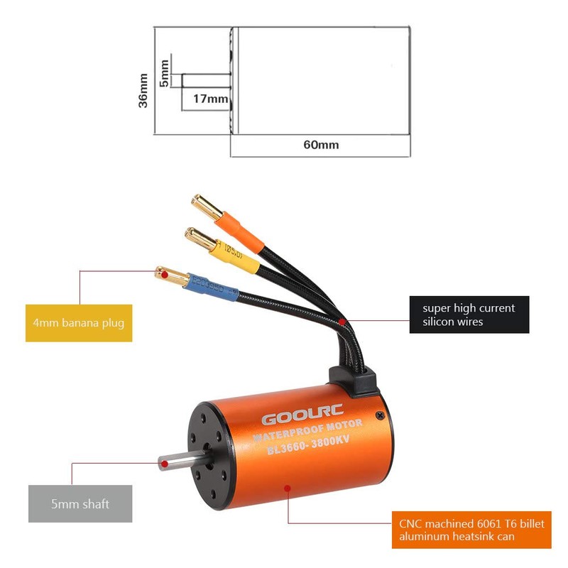 GoolRC - Motor impermeable 3660 3800 KV sin escobillas con
