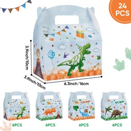 WERNNSAI Dinosaur Party Supplies - 24 Pack Dinosaur Party Favor Boxes Watercolor Dino Treat Boxes Candy Boxes Three Rex Dinosaur Birthday Party Decorations for Kids Boys Jurassic Birthday Baby Shower