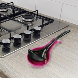 Reston Lloyd Kitchen Counter Utensil Spoon Rest, Ladles, Spaghetti Forks, & Spatulas, Durable BPA-Free Plastic – Dishwasher Safe, Décor, Space Saving Hanging Hole on Handle, Magenta