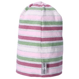 Sterntaler Baby Girls' Beanie Baby Slouch Beanie Striped Hat - Beanie Baby Children's Beanie - Made of Jersey with Stripes - Blackberry, pink