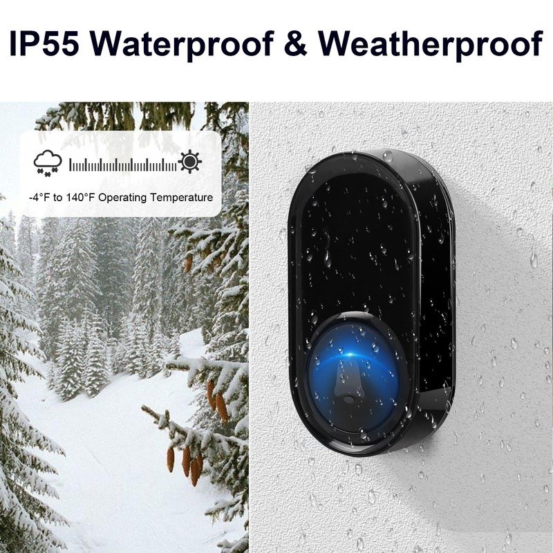 Wireless Doorbell - PHYSEN Waterproof Doorbell Chime Kits 2 receivers