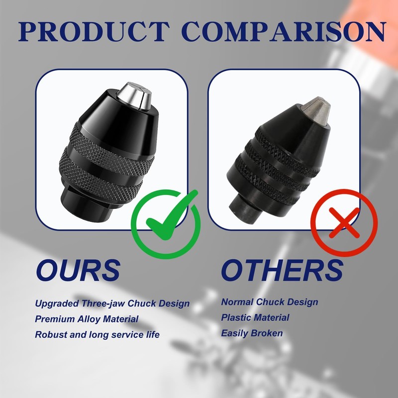 Pack of 3 drill chucks for Dremel, keyless drill chuck